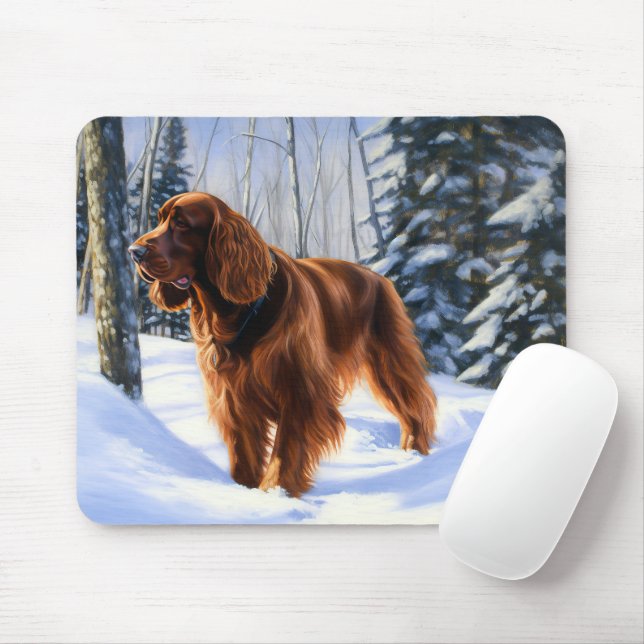 Mousepad Irish Setter Deixe-o nevar no Natal (Com mouse)