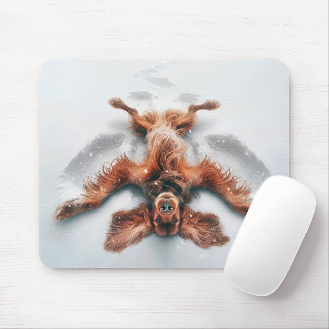 Mousepad Irish Setter Fazer a Snow Angel (Com mouse)