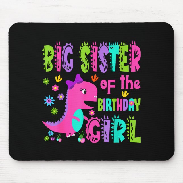 Mousepad Irmã mais velha da aniversariante saurus rex (Frente)