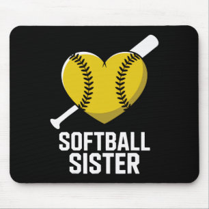 Mousepad Irmã Softll de Suporte Fastpitch Coração e T