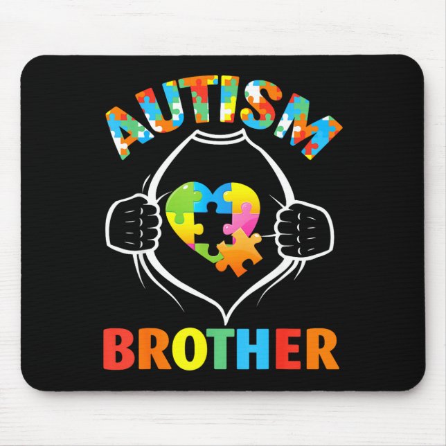 Mousepad Irmão Autismo Super-Herói Puzzle Coração Conscient (Frente)