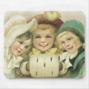 Mousepad Irmãs do Natal Vintage, Crianças Vitorianas