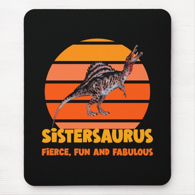 Mousepad Irmãs Engraçadas Dinossauro Irmã Humor Design (Frente)