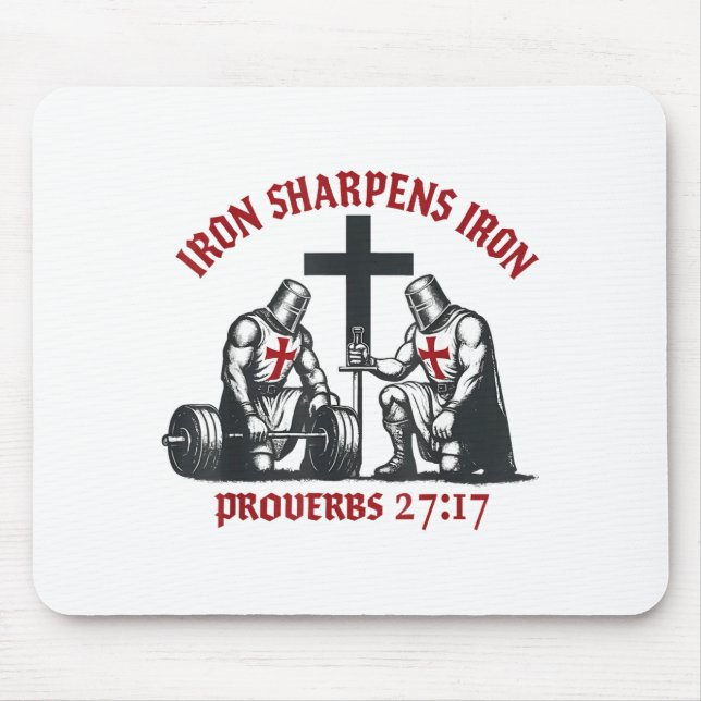 Mousepad Iron Sharpens Iron Bible Scripture Christian Gym W (Frente)
