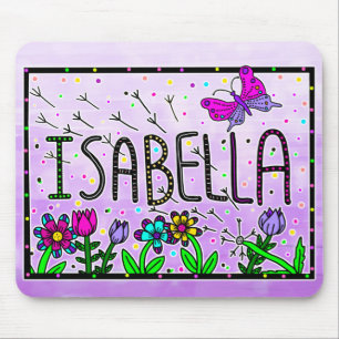 Mousepad Isabella - O nome Isabella Whimsical Drawing