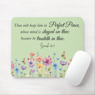 Mousepad Isaiah 26:3 Bíblia Perfeita de Flores Selvagens KJ