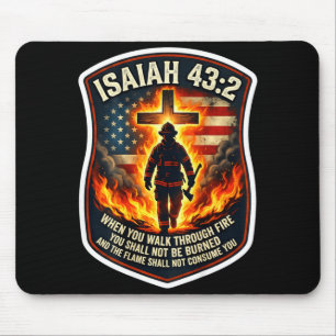 Mousepad Isaiah 43 2 bombeiro fogo oração patriota bandeira