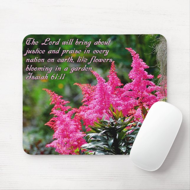 Mousepad Isaiah 61:11 Inspiração Floral Rosa (Com mouse)