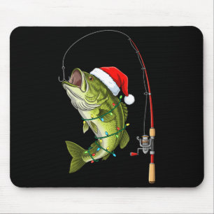 Mousepad isca de pesca de Natal alegre para robalo chapéu d