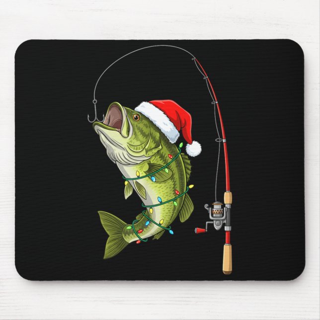 Mousepad isca de pesca de Natal alegre para robalo chapéu d (Frente)