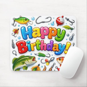 Mousepad Isca e Anzol de Aniversário