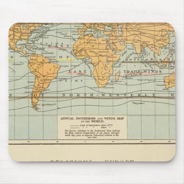 Mousepad Isótero, ventos Religiões Europa (Frente)