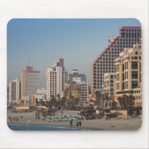 Mousepad Israel, Tel Aviv, fachada, hotéis, crepúsculo