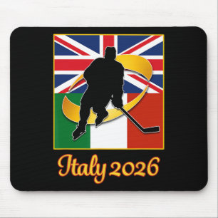 Mousepad Itália 2026 Hóquei no Gelo Reino Unido Bandeira da
