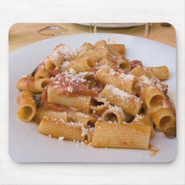 Mousepad Itália, Positano. Placa de exibição de rigatoni. (Frente)