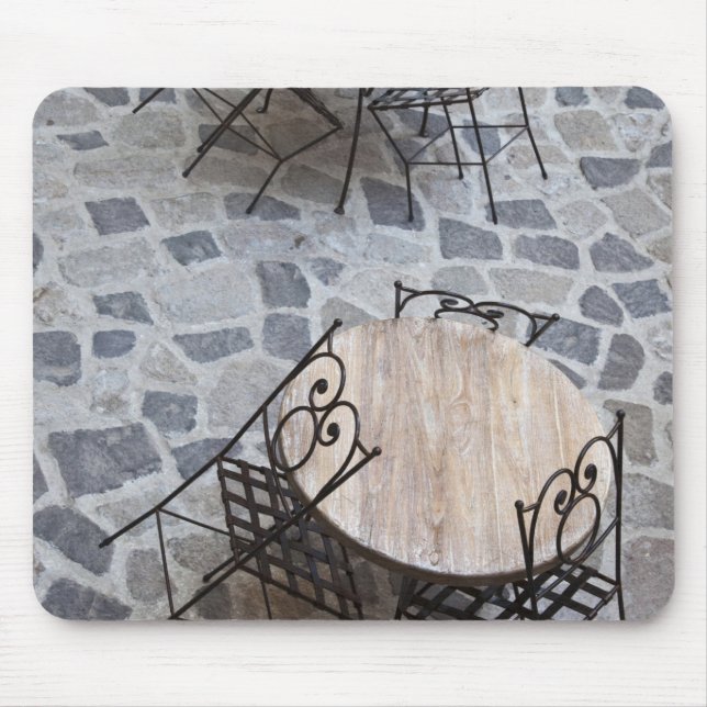 Mousepad Itália, Sardenha, Castelsardo. Mesas de café. (Frente)