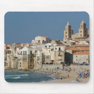 Mousepad Itália, Sicília, Cefalu, Cidade View com Duomo d