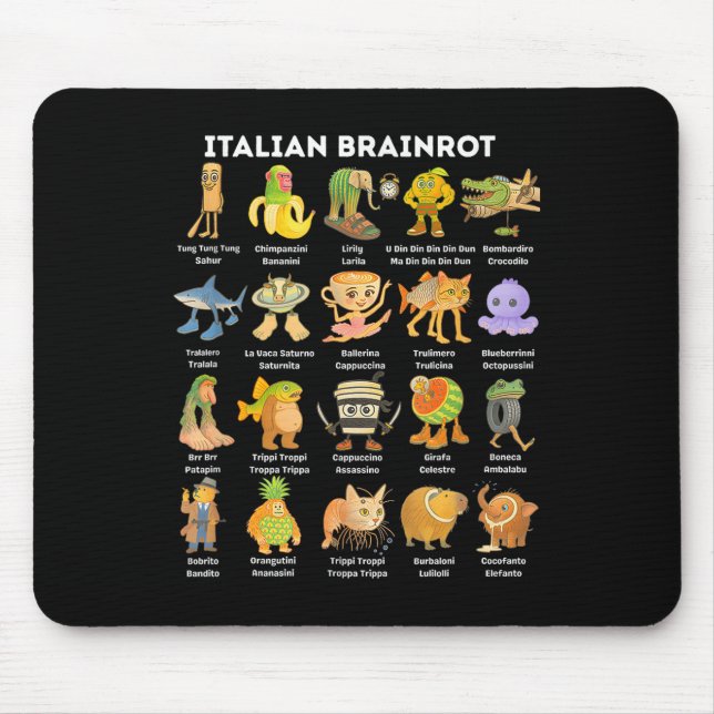 Mousepad Italian Brainrot Meme For Kids Boy Men Women  (Frente)
