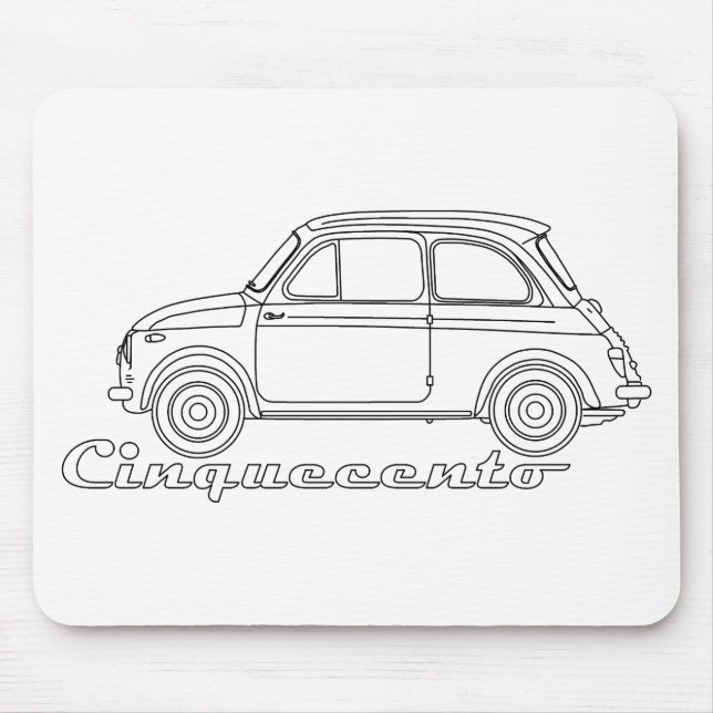 Mousepad Italiano Fiat Cinquecento 500 cc Oldtimer Blueprin (Frente)