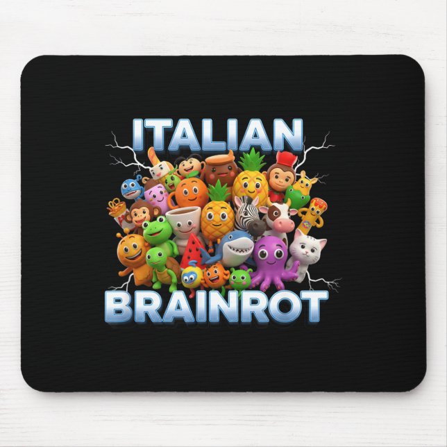 Mousepad Italy Italian Brainrot Funny Meme Characters Trend (Frente)