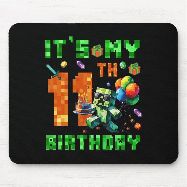 Mousepad It's My 11th Birthday Pixel Number Video Game Game (Frente)