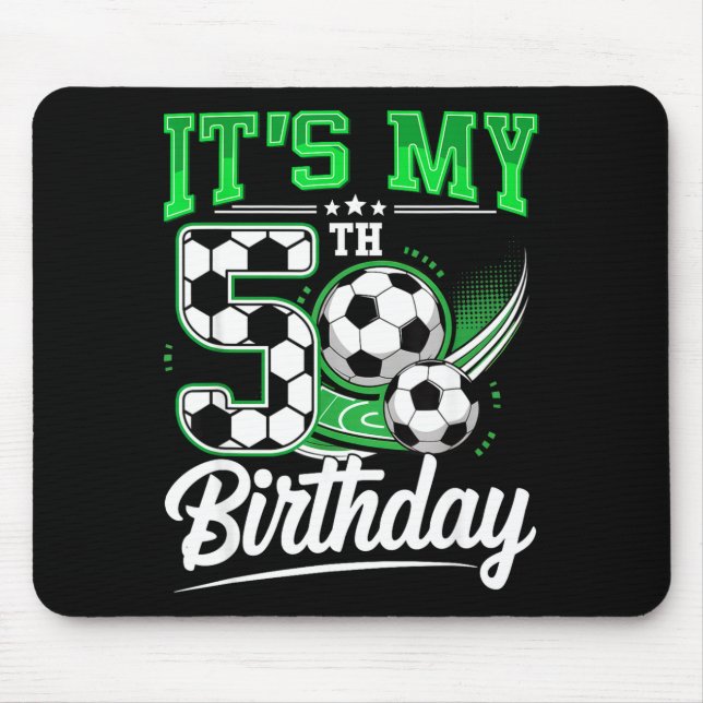 Mousepad It's My 5th Birthday Boy Soccer Ball 5 Year Old Nu (Frente)