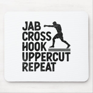 Mousepad Jab Cross Hook Uppercut Repetir Boxer Sports Athle