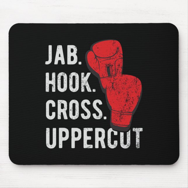 Mousepad Jab, Hook, Cross, Uppercut - Kickboxing e Boxe (Frente)