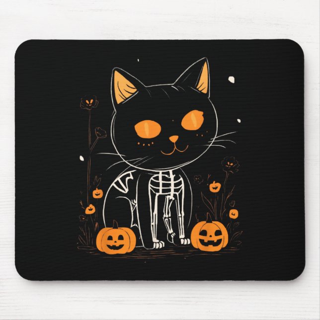 Mousepad Jack O Lantern Halloween Spooky Kawaii Skeleton Ca (Frente)