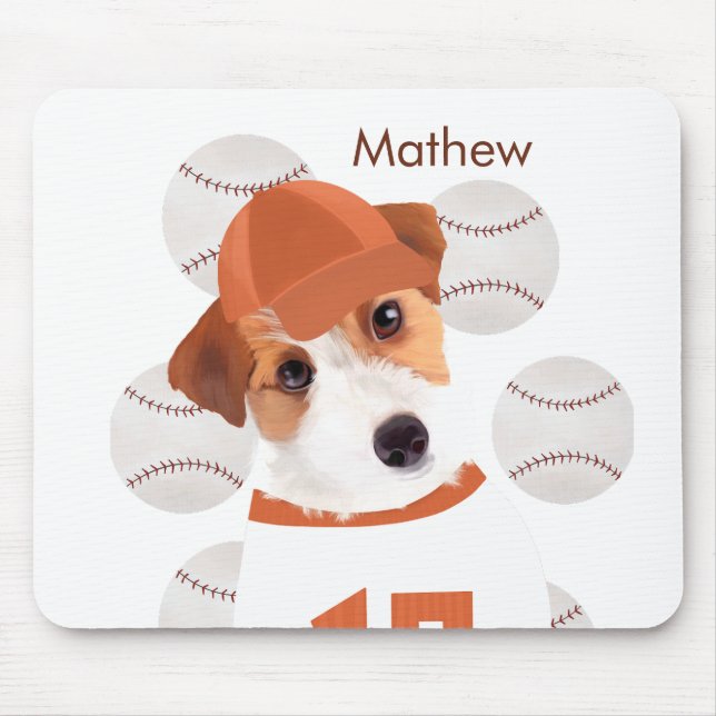 Mousepad Jack Russell Cachorro Personalizado Baseball Jerse (Frente)