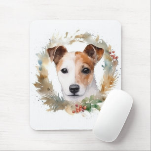 Mousepad Jack Russell Christmas Wreath Festivo Pup