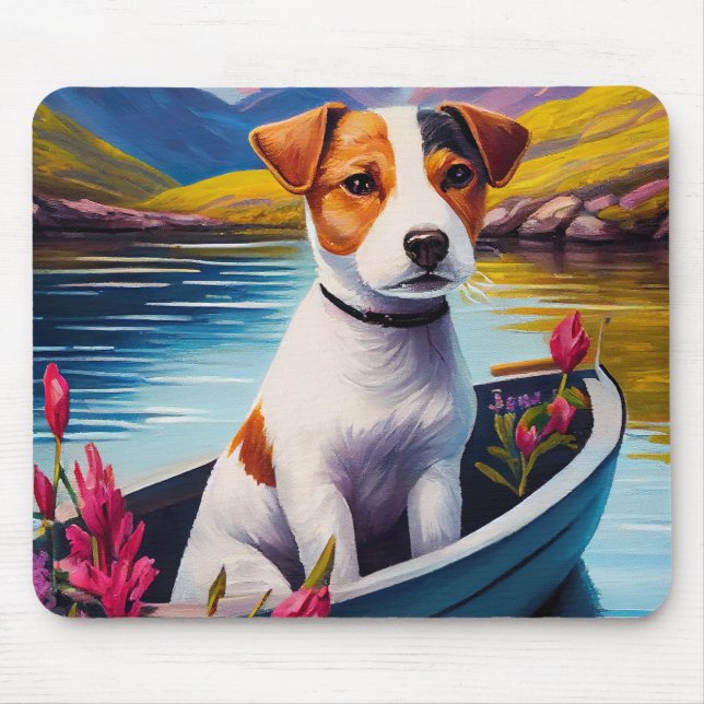 Mousepad Jack Russell em um remo: Uma aventura cênica (Frente)