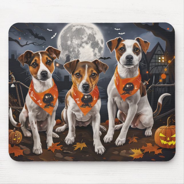 Mousepad Jack Russell Halloween Spooky (Frente)