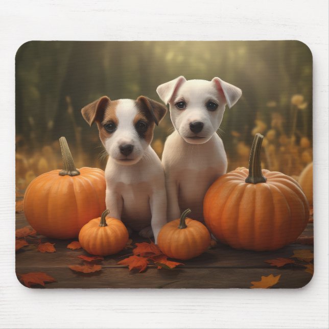Mousepad Jack Russell Puppy Autumn Delight Pumpkin (Frente)