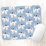 Mousepad Jack Russell Terrier Dog Blue<br><div class="desc">Um padrão de cachorro bonito mas veloz Jack Russell Terrier em um fundo azul. Estes adoráveis filhotes também são conhecidos como Parson Russell Terriers. Arte original de Nic Squirrell.</div>