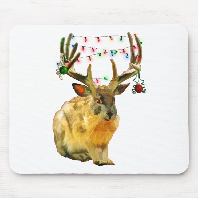 Mousepad Jackalope decorado no Natal (Frente)