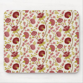 Mousepad Jacobean Floral Reds Pinks Dourado Cream
