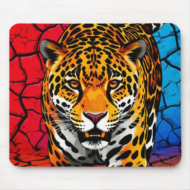 Mousepad Jaguar em Fundo de Terra Rachada (Frente)