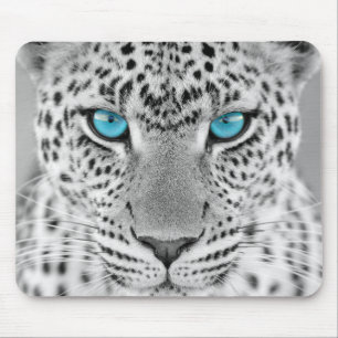 Mousepad Jaguar preto e branco com olhos azuis