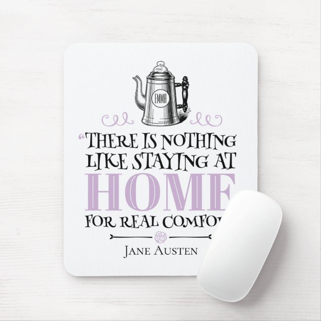 Mousepad Jane Austen - Ficando em casa - Pote de café (Com mouse)
