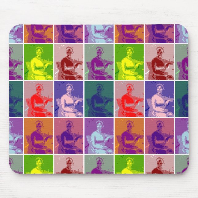 Mousepad Jane Austen pop art colorido (Frente)