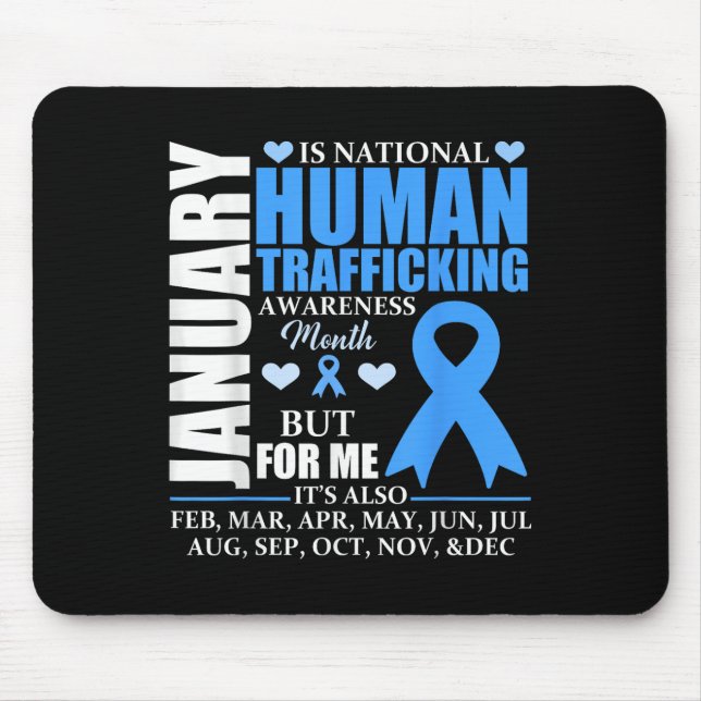 Mousepad Janeiro Vestimos a Faixa Azul Tráfico de Seres Hum (Frente)