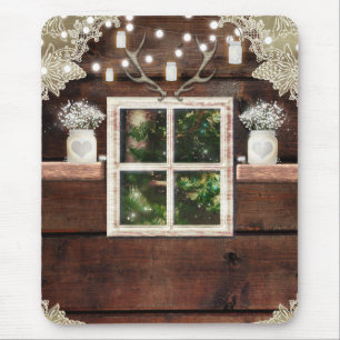 Mousepad Janela da Cabana do Celeiro Rústico Olhando para a
