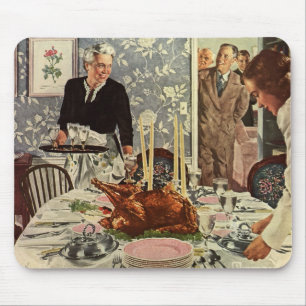 Mousepad Jantar de Ação de Graças Vintage com Família
