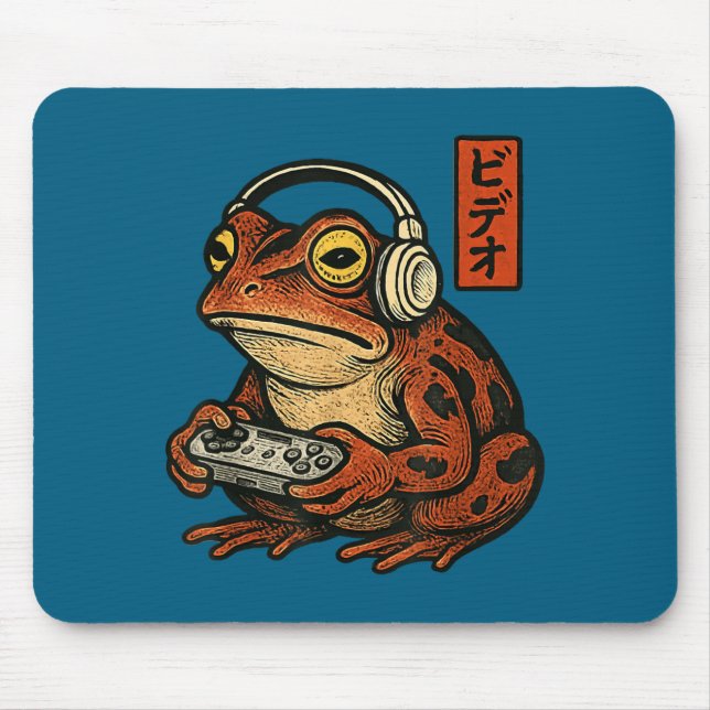 Mousepad Japanese Gamer Frog Art Men Women Boys Funny Vinta (Frente)