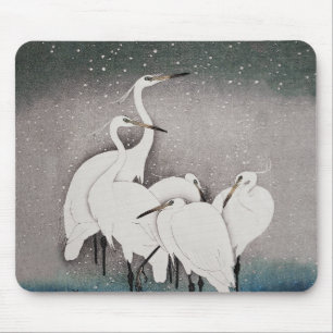 Mousepad Japonês Egreans Bird Winter Snow Art