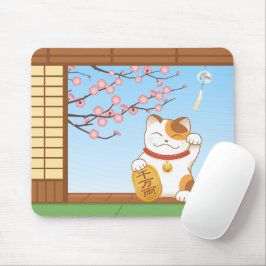 Mousepad japonês Lucky Calico Cat, Maneki Neko