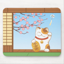 Mousepad japonês Lucky Calico Cat, Maneki Neko