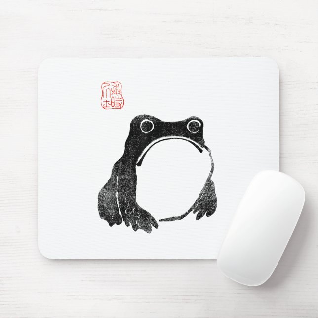 Mousepad Japonês Sapo Engraçado Sapo Inimpressionado Animal (Com mouse)