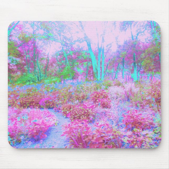 Mousepad Jardim Abstrato de Rosa Impressionista e Turquesa (Frente)